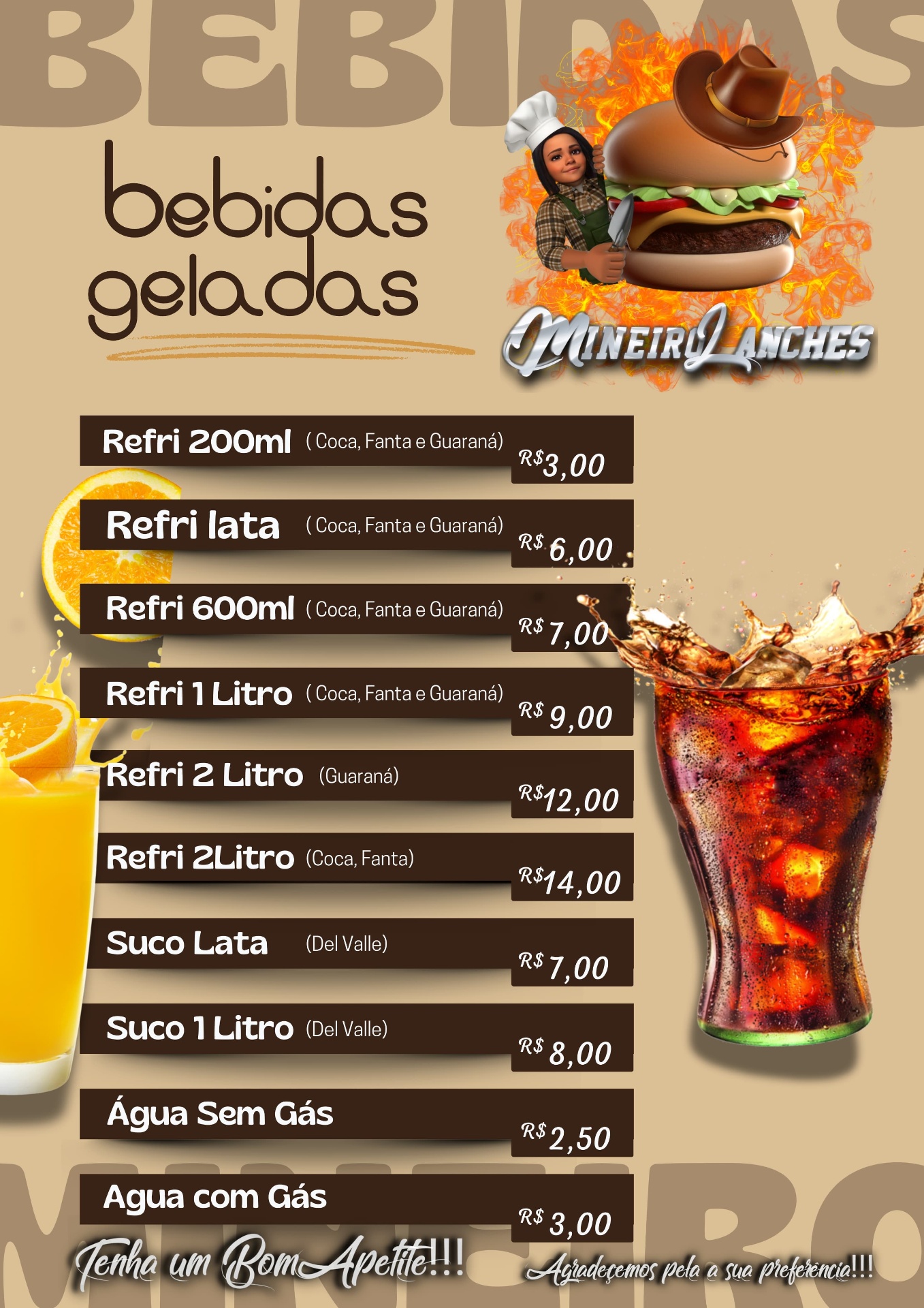 Bebidas Geladas
